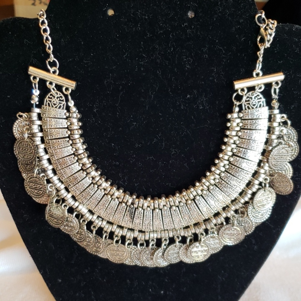 Bohemian coins  silver necklace